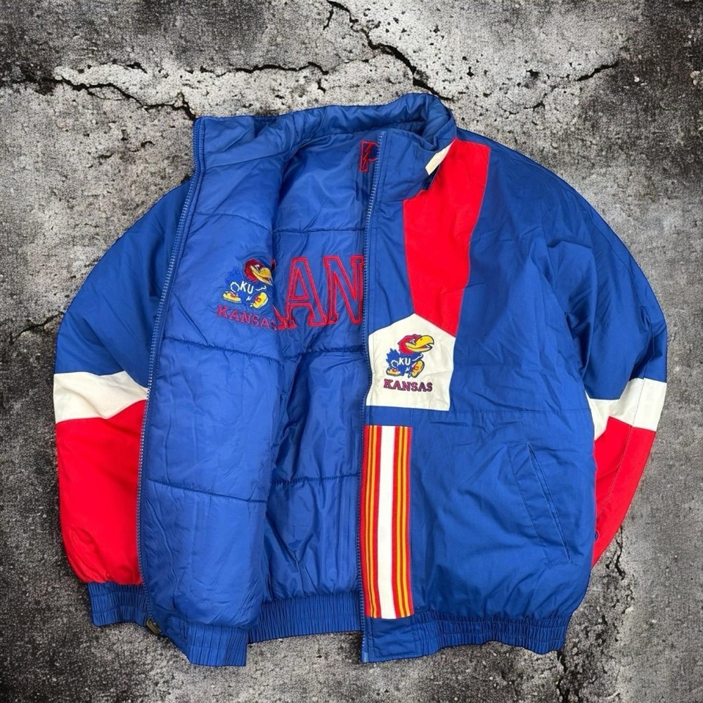 Vintage Pro Player University of Kansas Jayhawks Reversible Puffer Jacket